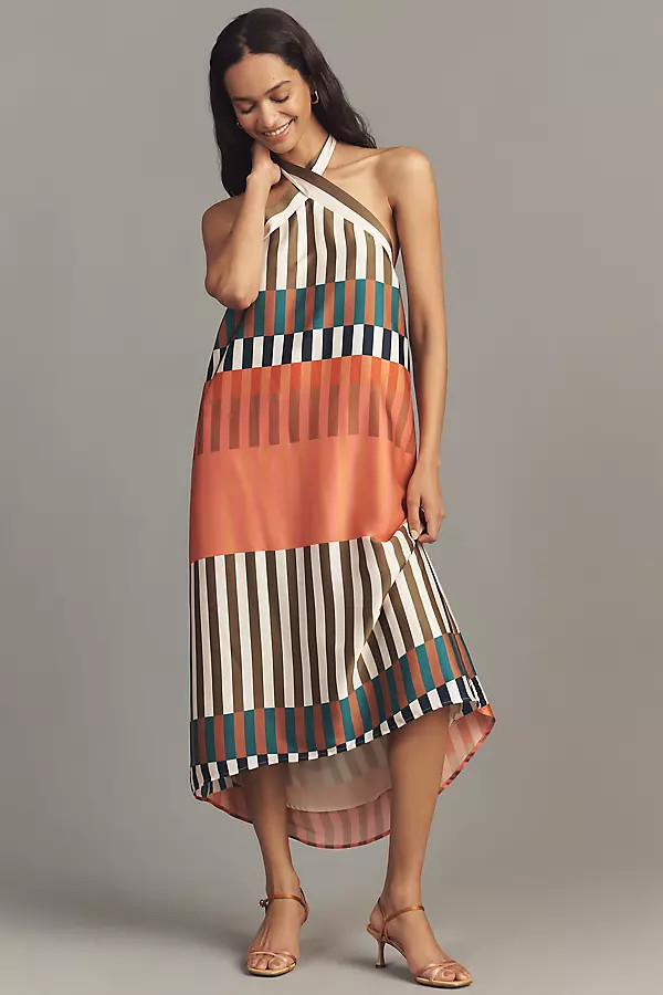 Satin Halter Midi Dress | Anthropologie (US)