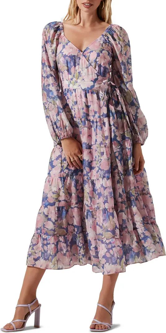 Jannika Floral Long Sleeve Tiered Wrap Dress | Nordstrom Rack