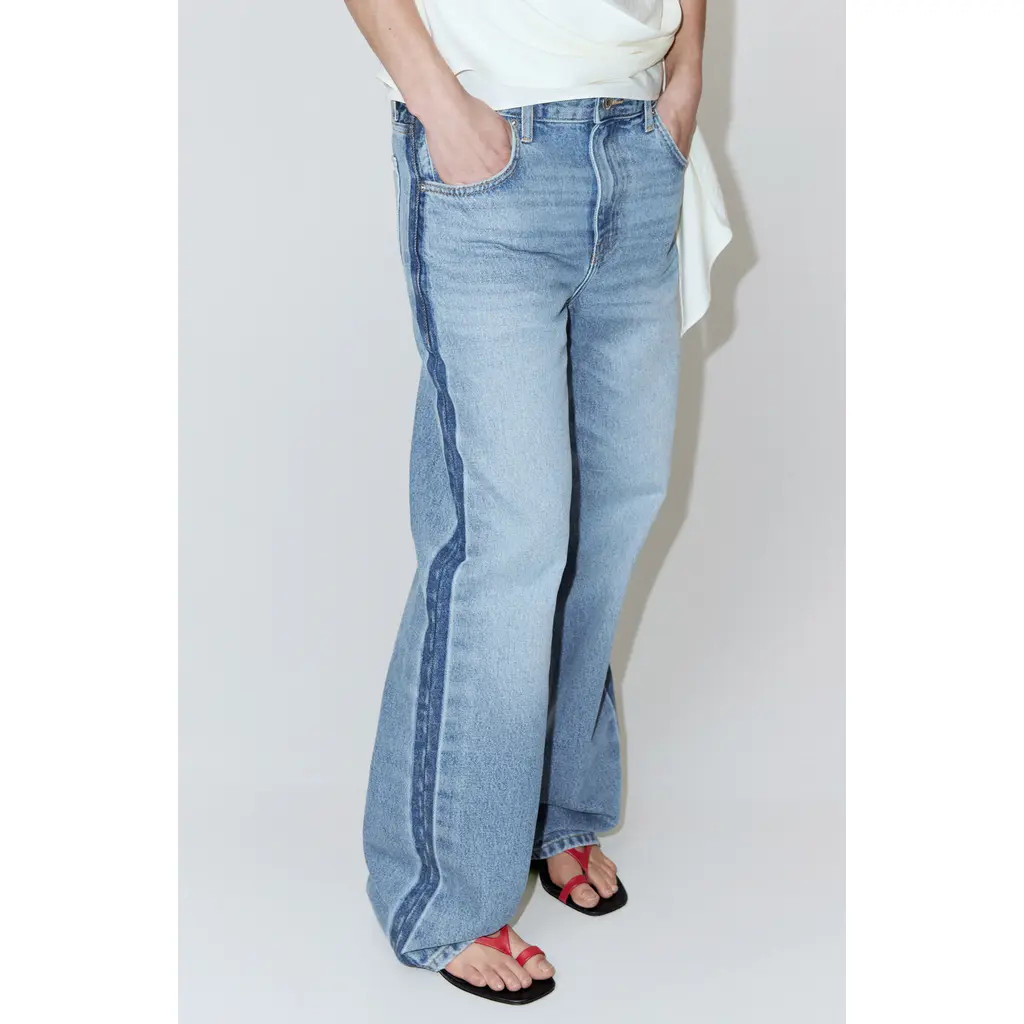 MANGO Mid Rise Straight Leg Jeans in Light Blue at Nordstrom, Size 8 | Nordstrom