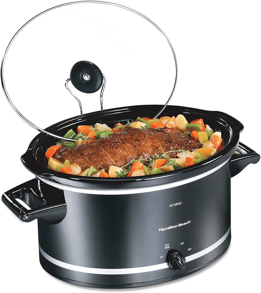 Hamilton Beach Slow Cooker with 3 Cooking Settings, Dishwasher-Safe Stoneware Crock & Glass, 8-Qu... | Amazon (US)