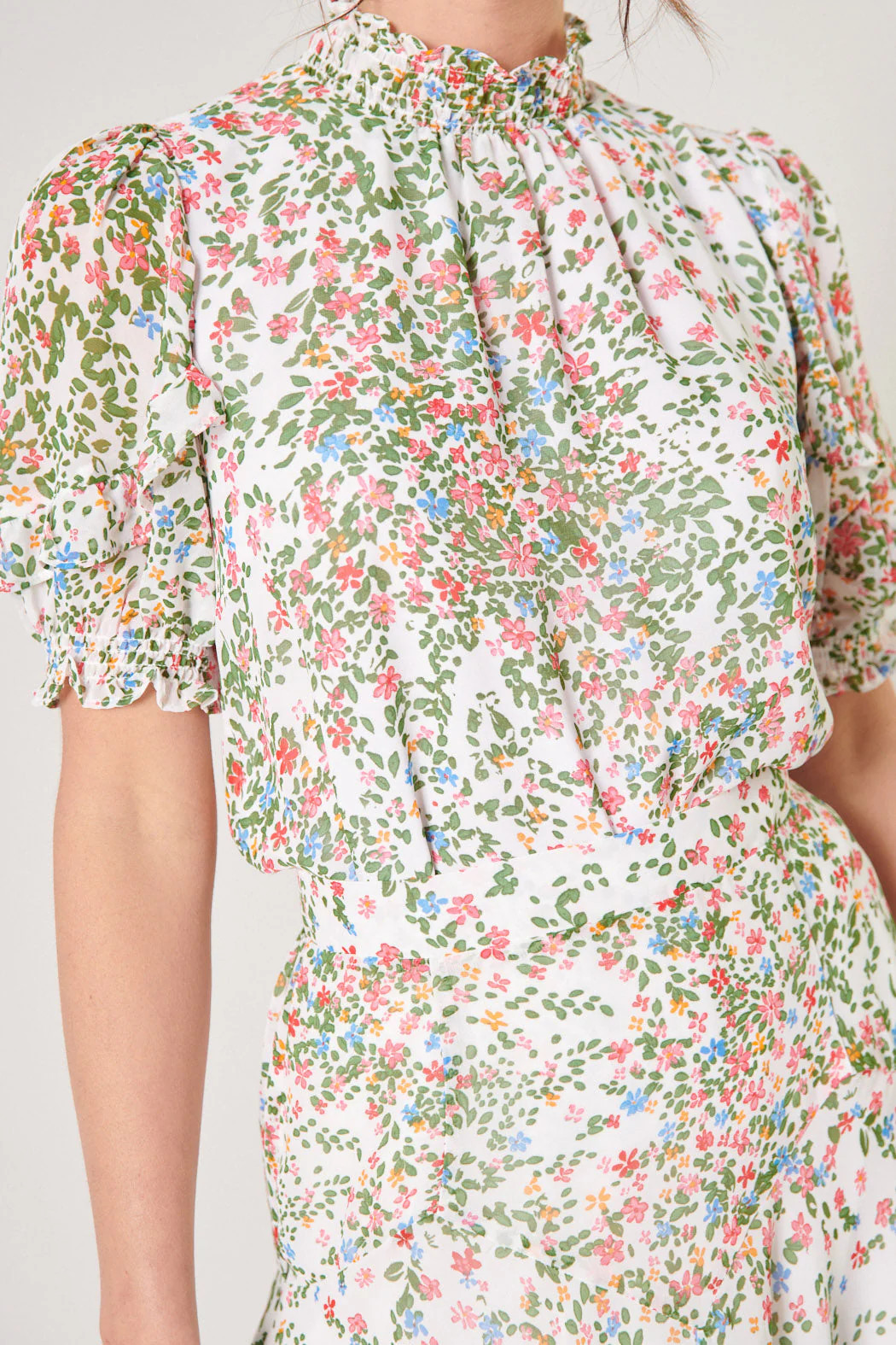 Garden State Keepsake Smocked Mock Neck Blouse | Sugarlips