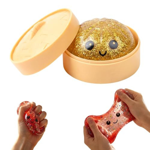 Glitter Dumpling, Glitter Dumpling Squishies, Dumplings Squishies, Stress Relief Fidget, Soft Squeeze Decompression Dough, Giant Glitters Dumplings (Gold) | Amazon (US)