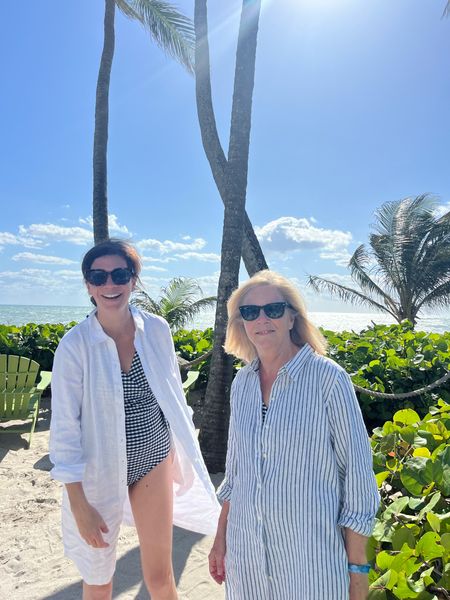 Matching mom and daughter moment with Land’s End - gingham one piece bathing suit and a linen shirt coverup

#LTKswim