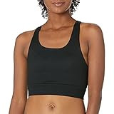 Amazon Brand - Core 10 Women's All Day Comfort Built in Sports Bra Crop Top, Black, Large | Amazon (US)