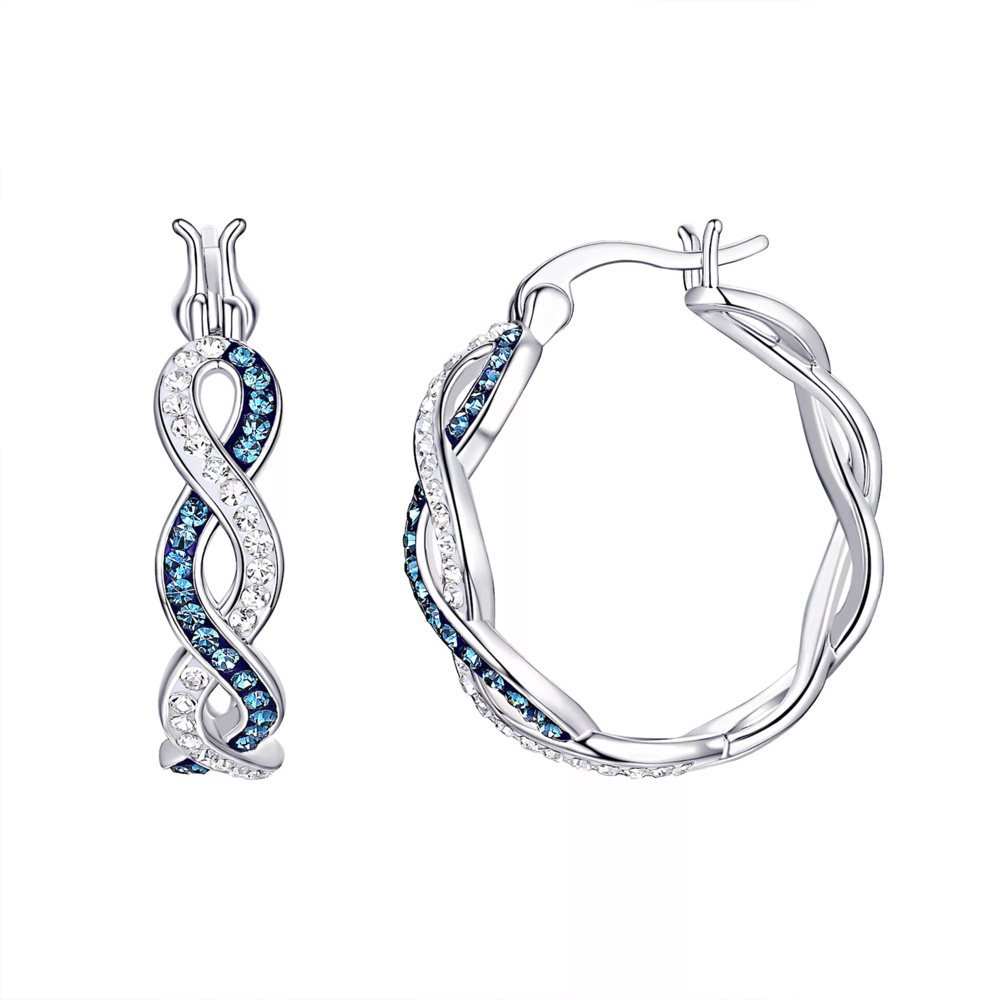 Chrystina Silver Plated Clear & Montana Crystal Twist Hoop Earrings | Kohl's