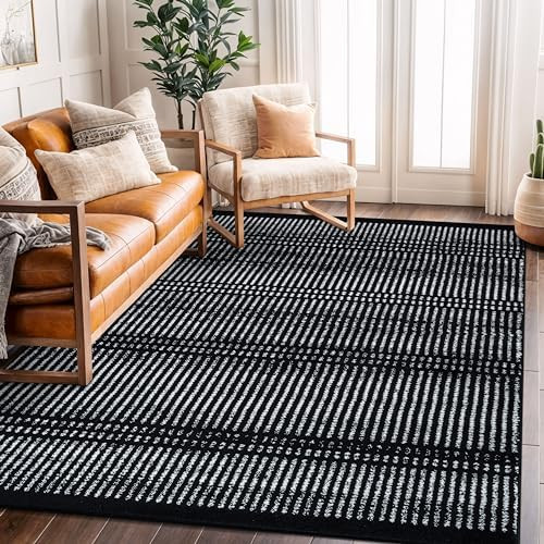 Rugshop Contemporary Stripe Lines High Traffic Living Room,Bedroom,Kitchen, Home Office Area Rug ... | Amazon (US)