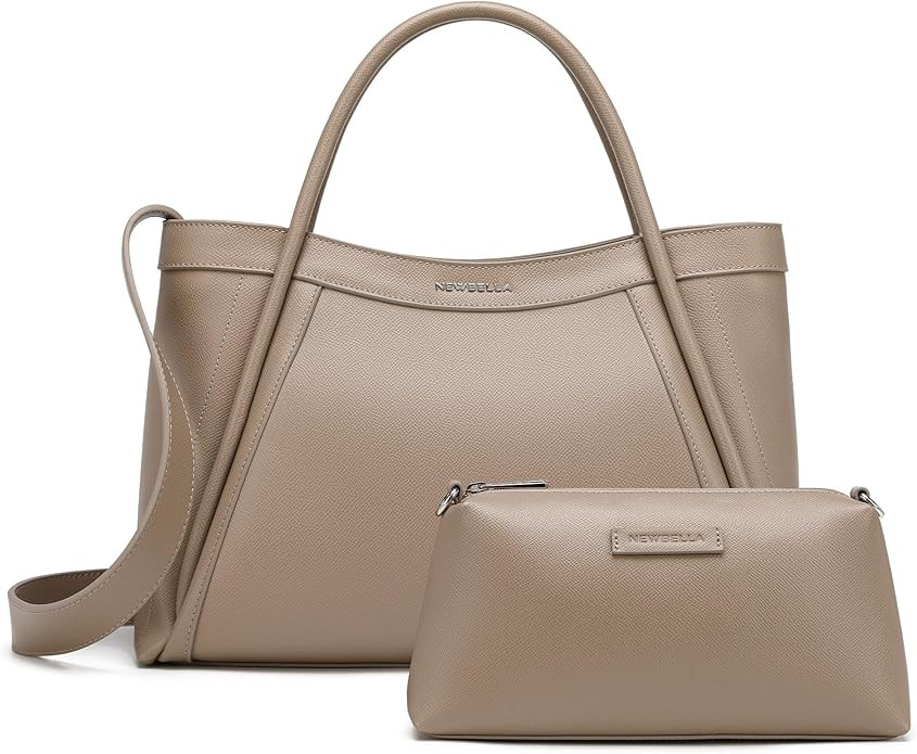 NEWBELLA Kelly Vegan Leather Tote Bag for Women - Stylish Versatile Commute Top Handle Bag, Hobo ... | Amazon (US)