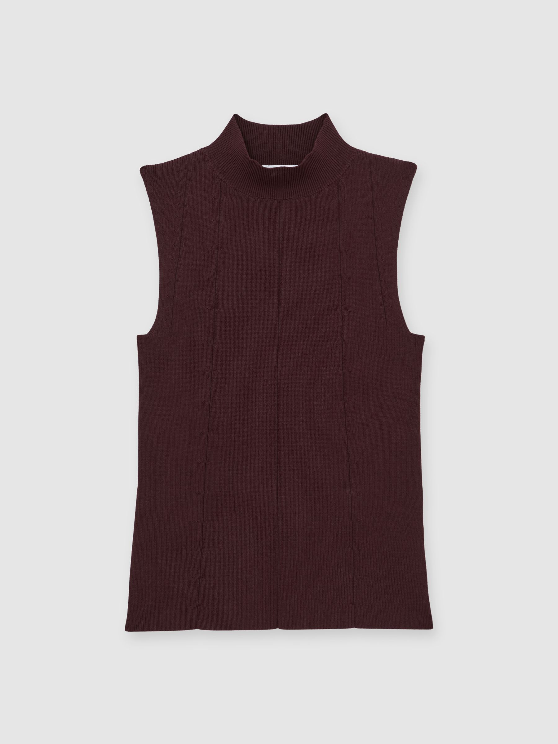High Neck Sleeveless Top in Burgundy | Reiss US