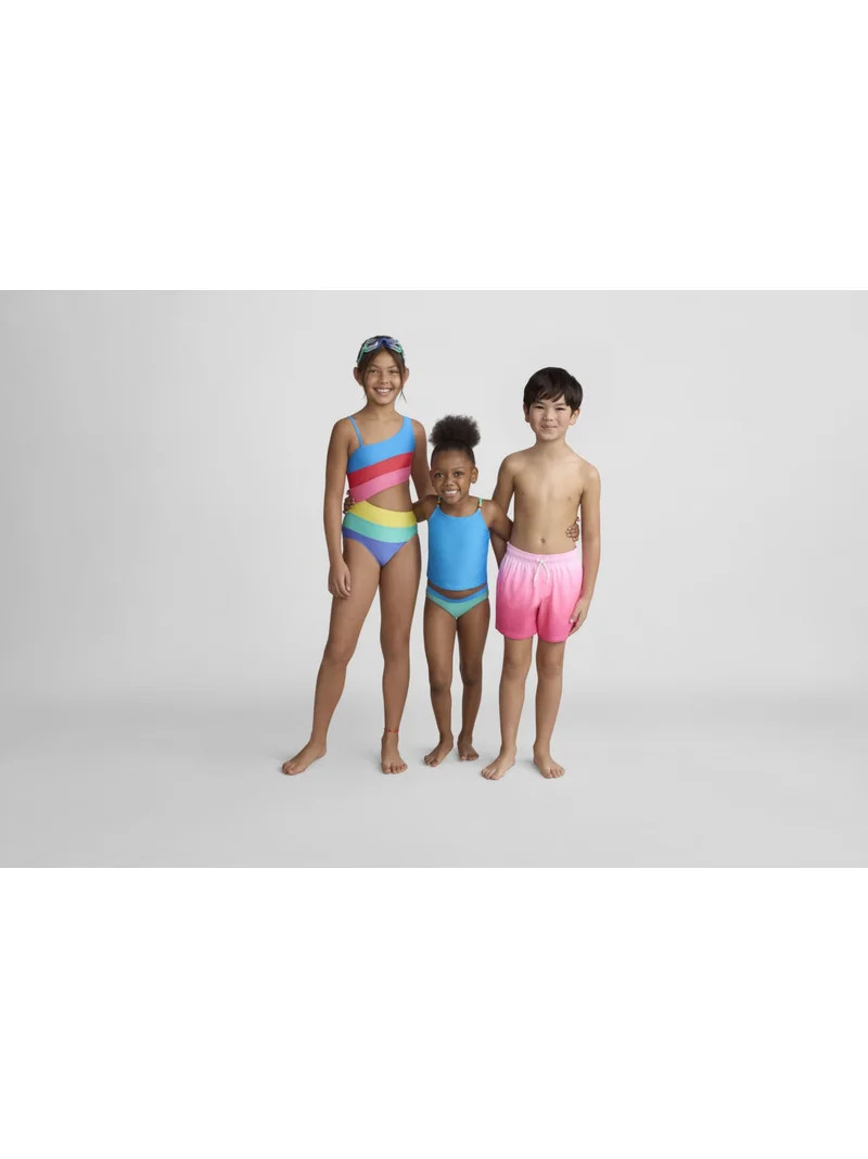 Wonder Nation Girls Stripe Cutout One Piece Swimsuit, Sizes 4-16 | Walmart (US)