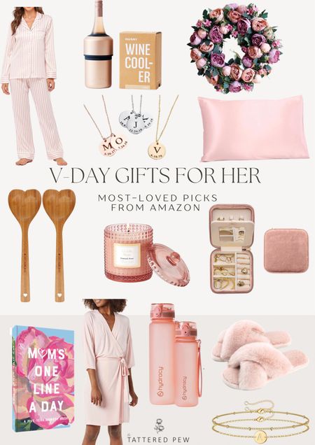 Shop my Valentines Day gift guide for her! 
Heart shaped serving spoons, fluffy slippers, travel jewelry organizer, pink bath robe, pink women’s pajamas, silk pillowcase, initial necklace, Valentines Day wreath, pink water bottle  

#LTKSeasonal #LTKFind #LTKGiftGuide