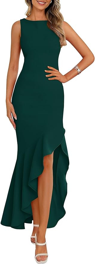 PRETTYGARDEN Wedding Guest Dresses for Women 2026 Summer Formal Gala Maxi Dress Ruffle Mermaid Co... | Amazon (US)
