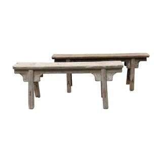 Lily's Living Vintage Noodle Bench, 57 Inch Long, Natural Wood Finish - 57"W x 6.2"L x 22"H - Woo... | Bed Bath & Beyond