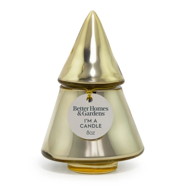 Better Homes & Gardens 1-Wick Metallic Glass Christmas Tree Candle, Cinnamon Buttercream, 8 oz | Walmart (US)