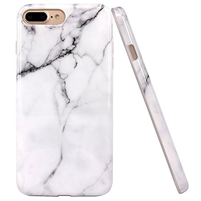 iPhone 7 Plus Case, JAHOLAN White Marble Design Clear Bumper Glossy TPU Soft Rubber Silicone Cover P | Amazon (US)