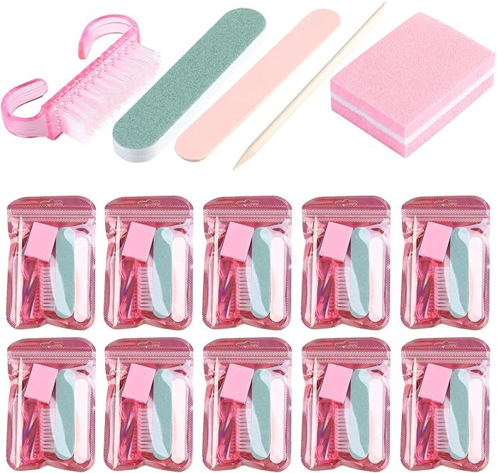 Disposable Manicure Kit Basics 5PCS Nail Kit, Mini Nail Files Buffers Bulk Handle Grip Brush Oran... | Amazon (US)