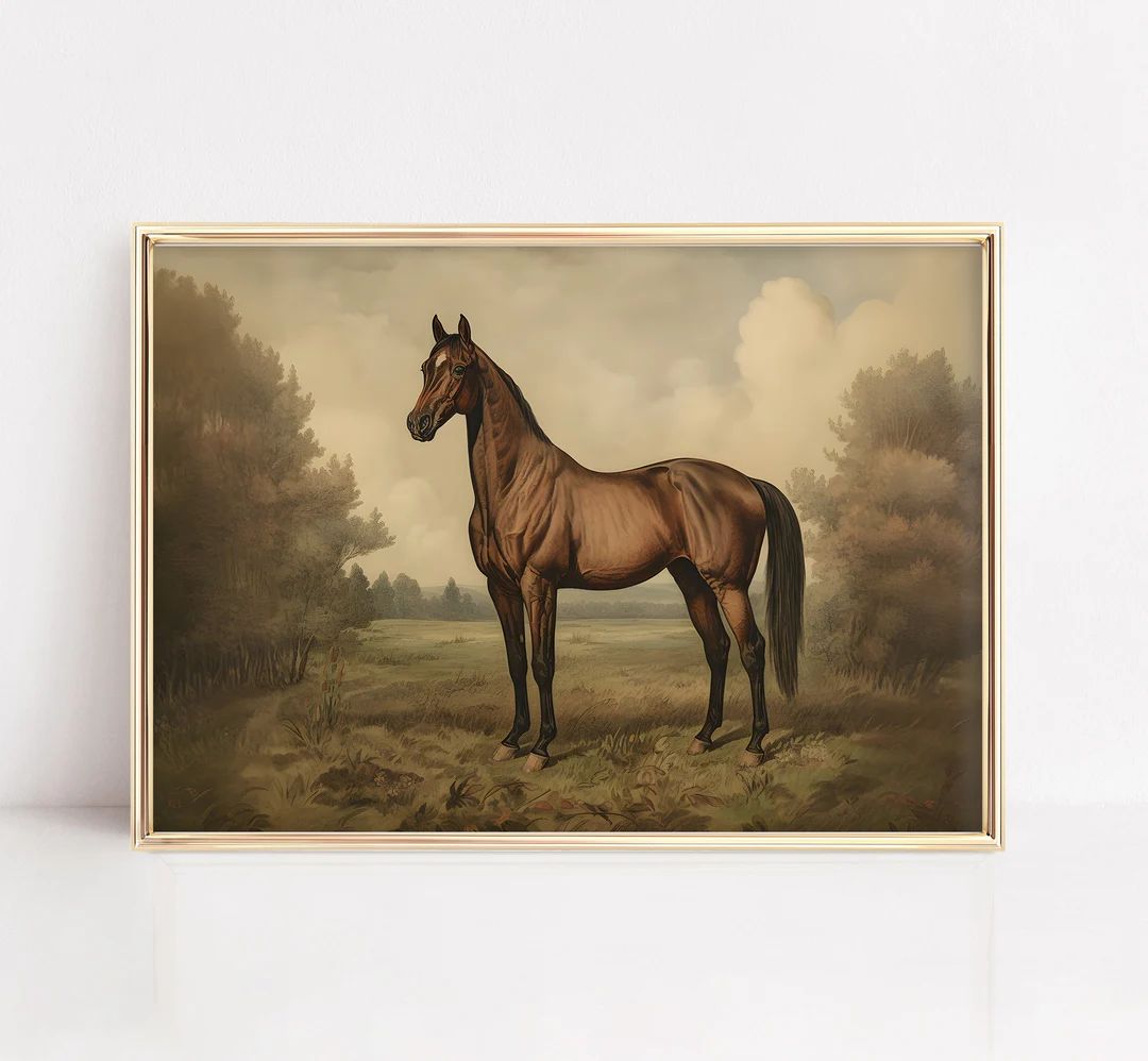 Vintage Horse Painting Printable Antique Equestrian Print Farmhouse Decor Animal Oil Painting Rus... | Etsy (US)