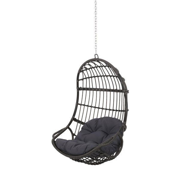 GDF Studio Ottawa Rattan Hanging Egg Chair with Cushion - Dark Gray - Walmart.com | Walmart (US)