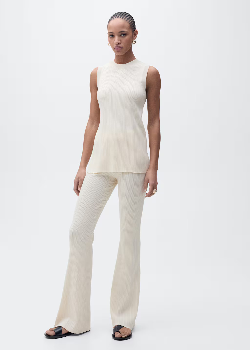 Top côtelé ouvertures écru - Femme - M - MANGO | Mango EU