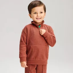 Toddler Boys' Quarter Zip Mock Turtleneck Sweatshirt - Cat & Jack\u2122 Brown 3T | Target