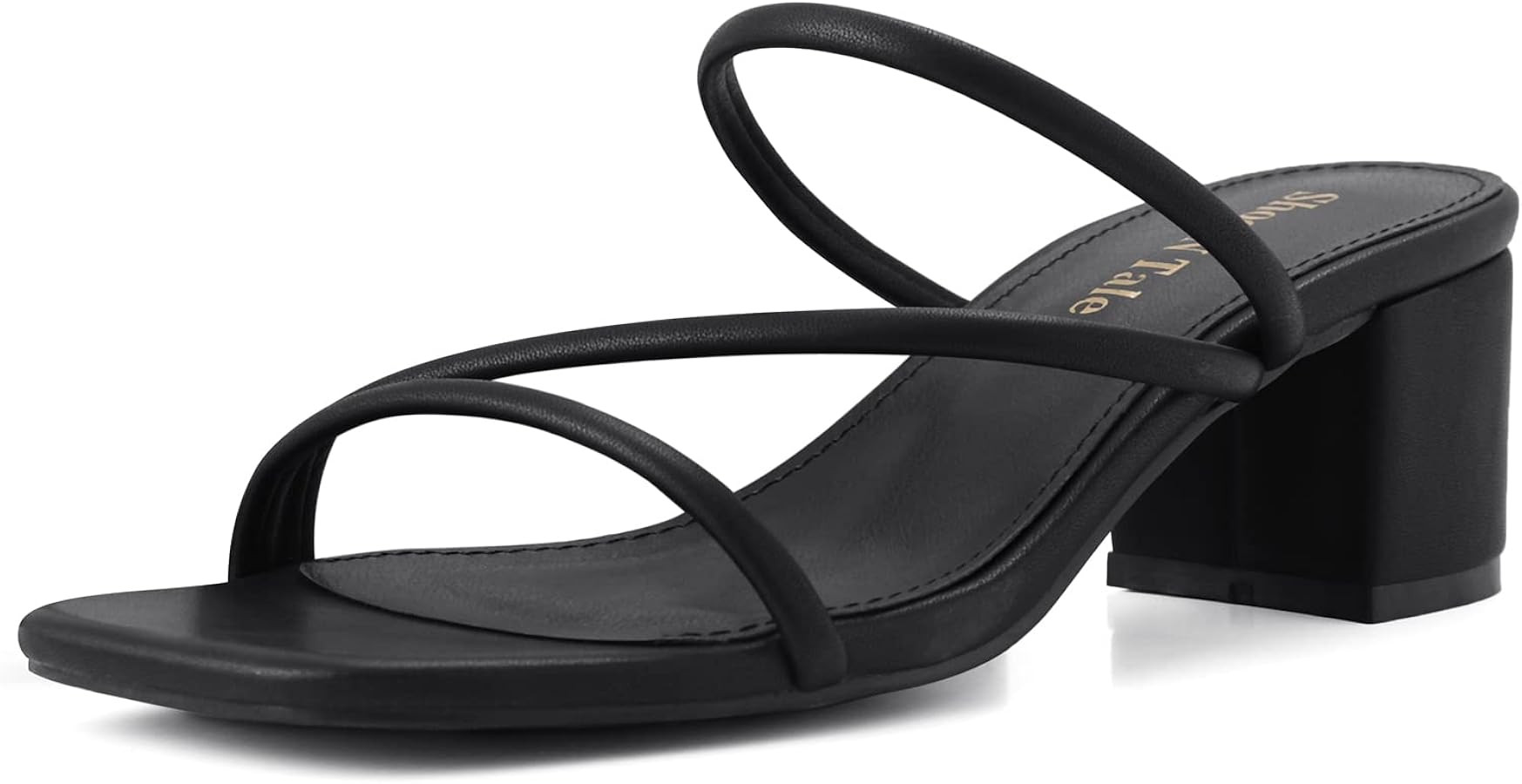 Shoe'N Tale Strappy Heels For Women Low Chunky Block Heel Heeled Sandals Square Open Toe Slip On ... | Amazon (US)