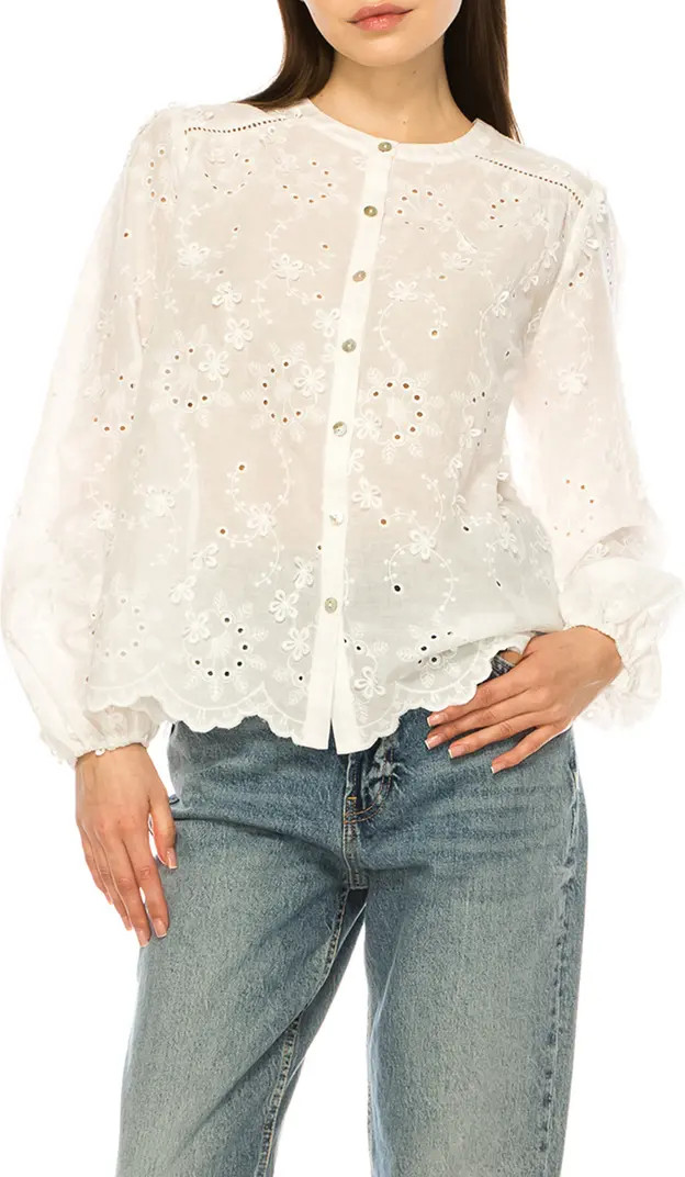 Floral Eyelet Button-Up Top | Nordstrom