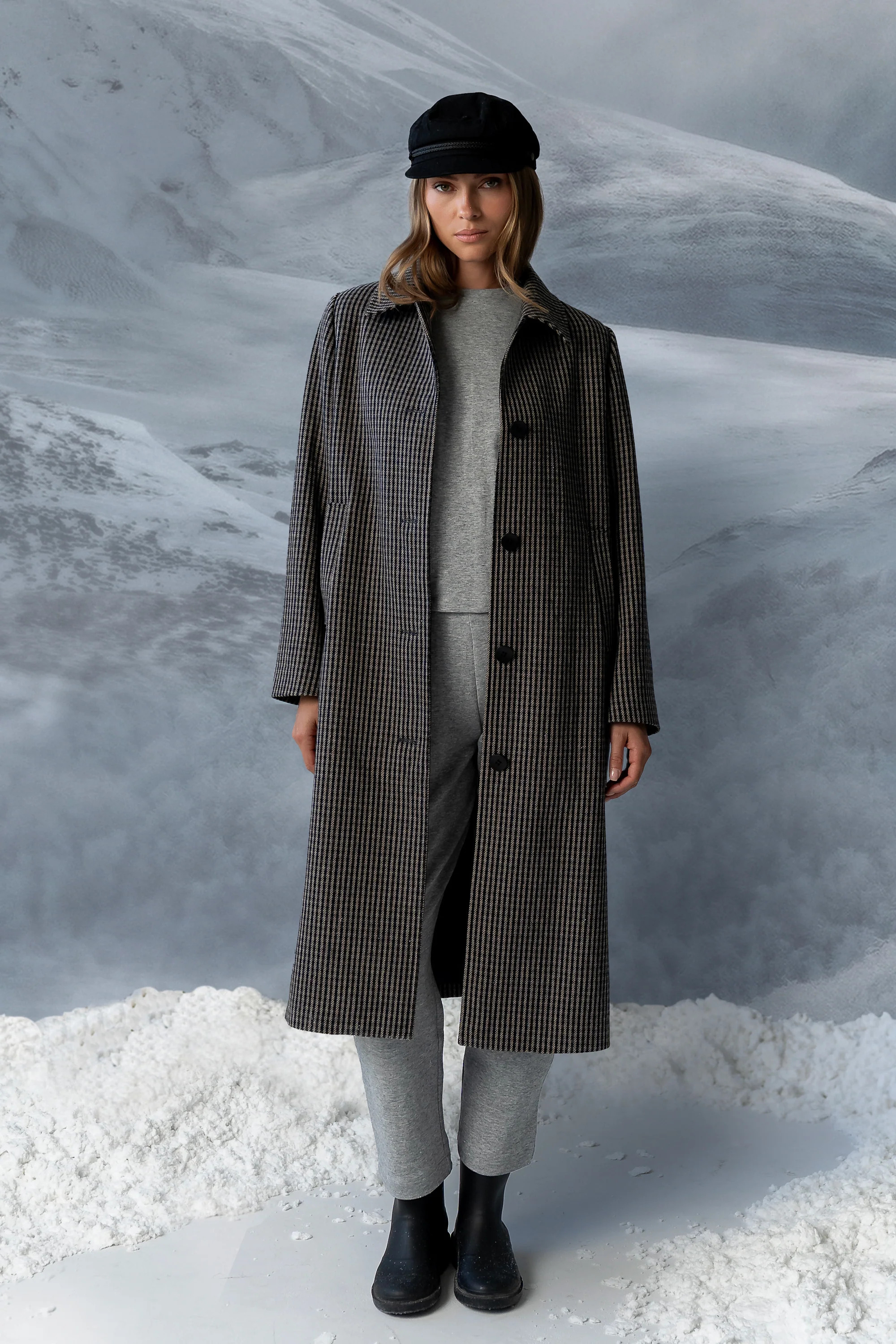 Marley Gingham Coat - S / Stone | Böhme US