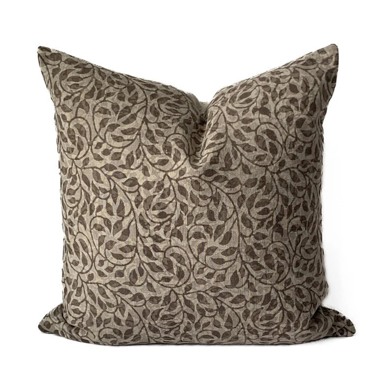 Brown Block print Throw Pillow Cover, Designer Block Print Pillow Cover, Fall Pillow Cover | Etsy (US)