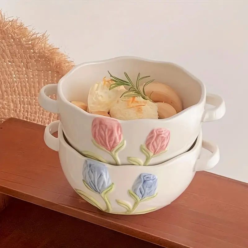 Beautiful Ceramic Tulip Embossed Bowl Perfect Adding - Temu | Temu Affiliate Program