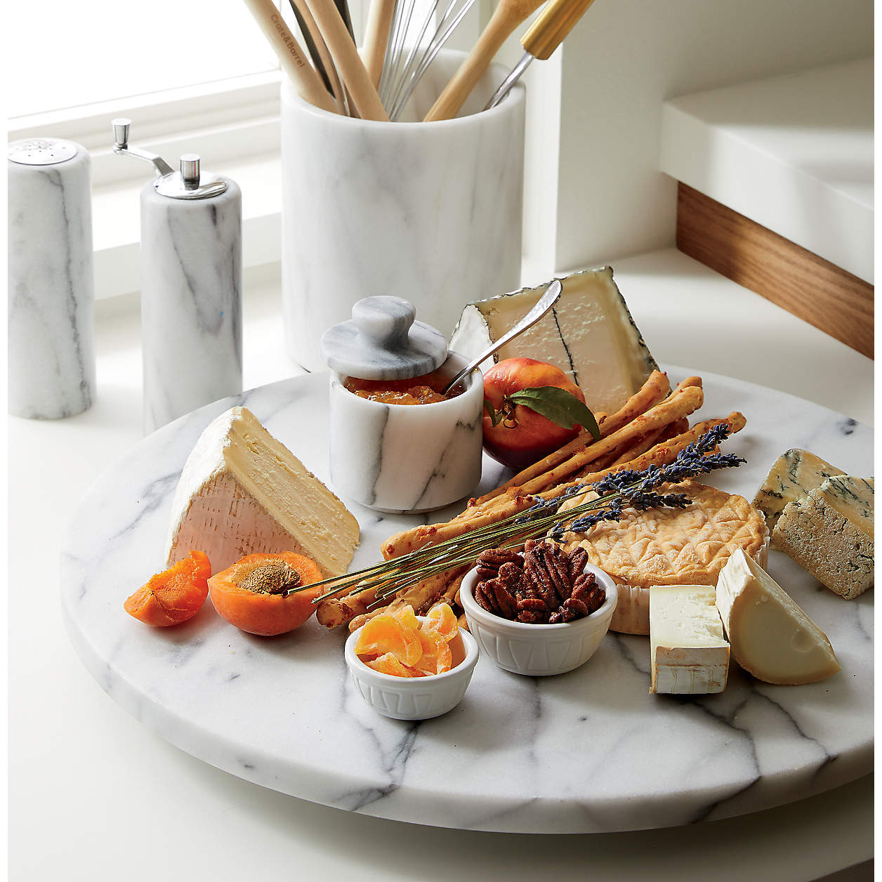 French Kitchen White Marble Salt Cellar with Lid + Reviews | Crate & Barrel | Crate & Barrel