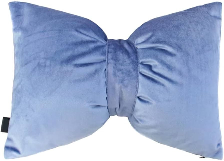 Soft Velvet Bow Throw Pillows Elegant Plush Lumbar Cushions Cute Sofa Bedroom Garden Decorative,B... | Amazon (US)