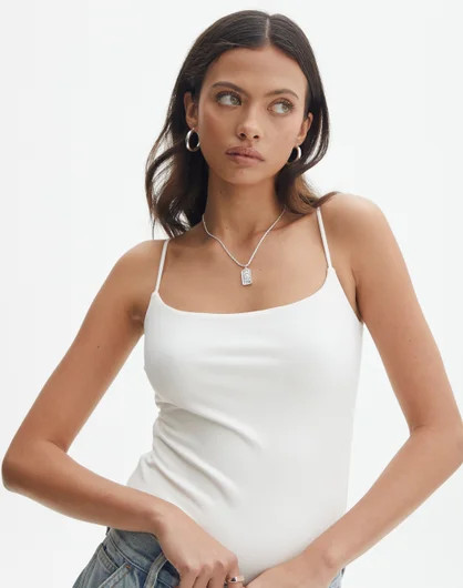 Supersoft Thin Strap Bodysuit in White | Glassons | Glassons (Australia)