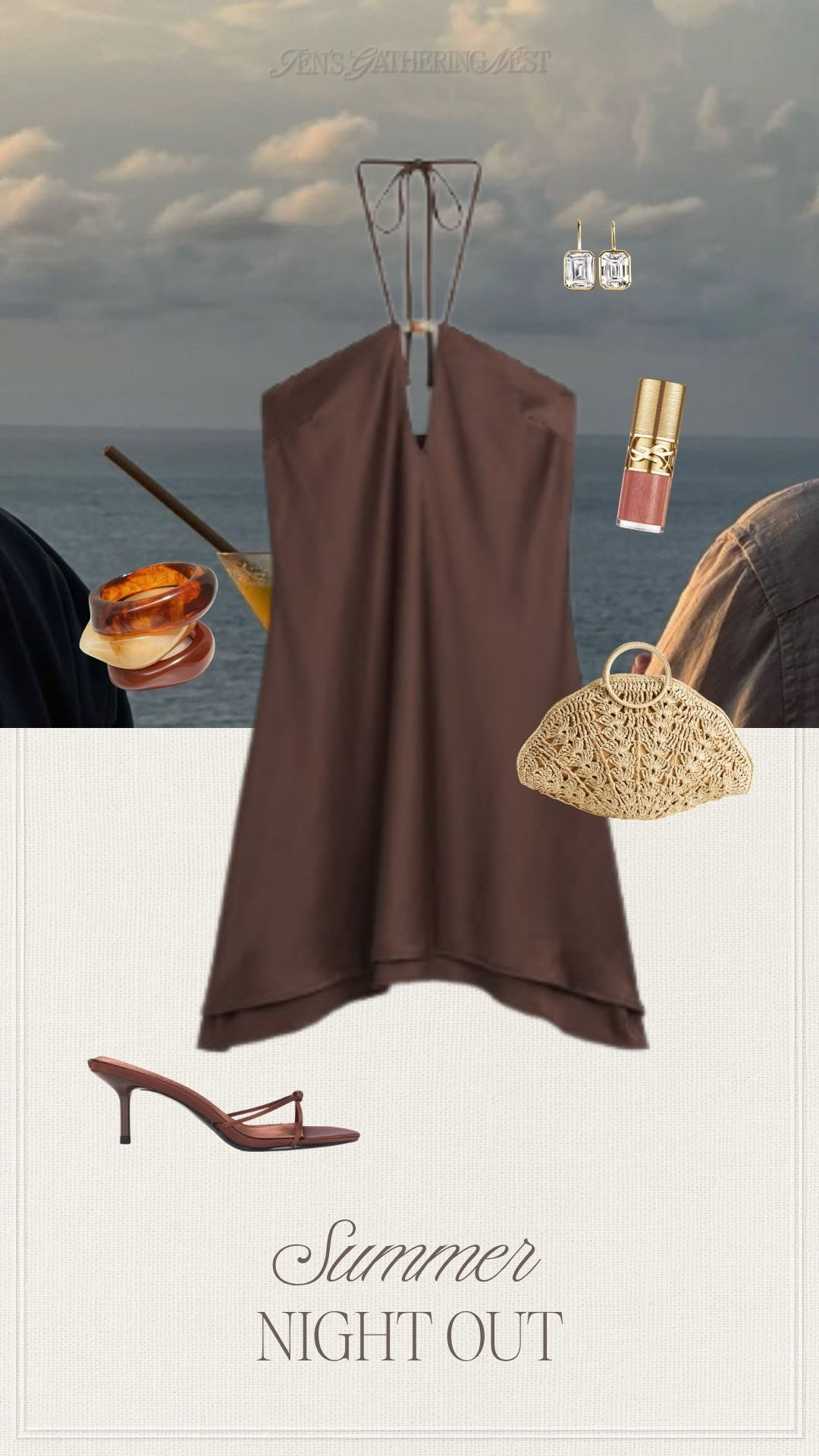 Summer night out outfit inspo with a chocolate halter dress, strappy heels, woven clutch and warm gold accessories 🤎 Perfect for dinner, vacation nights and sunset drinks.

#summernightout #datenightoutfit #vacationstyle #summerdress #outfitinspo #neutralstyle #revolve #goingoutoutfit #summerfashion

#LTKootd #LTKSeasonal