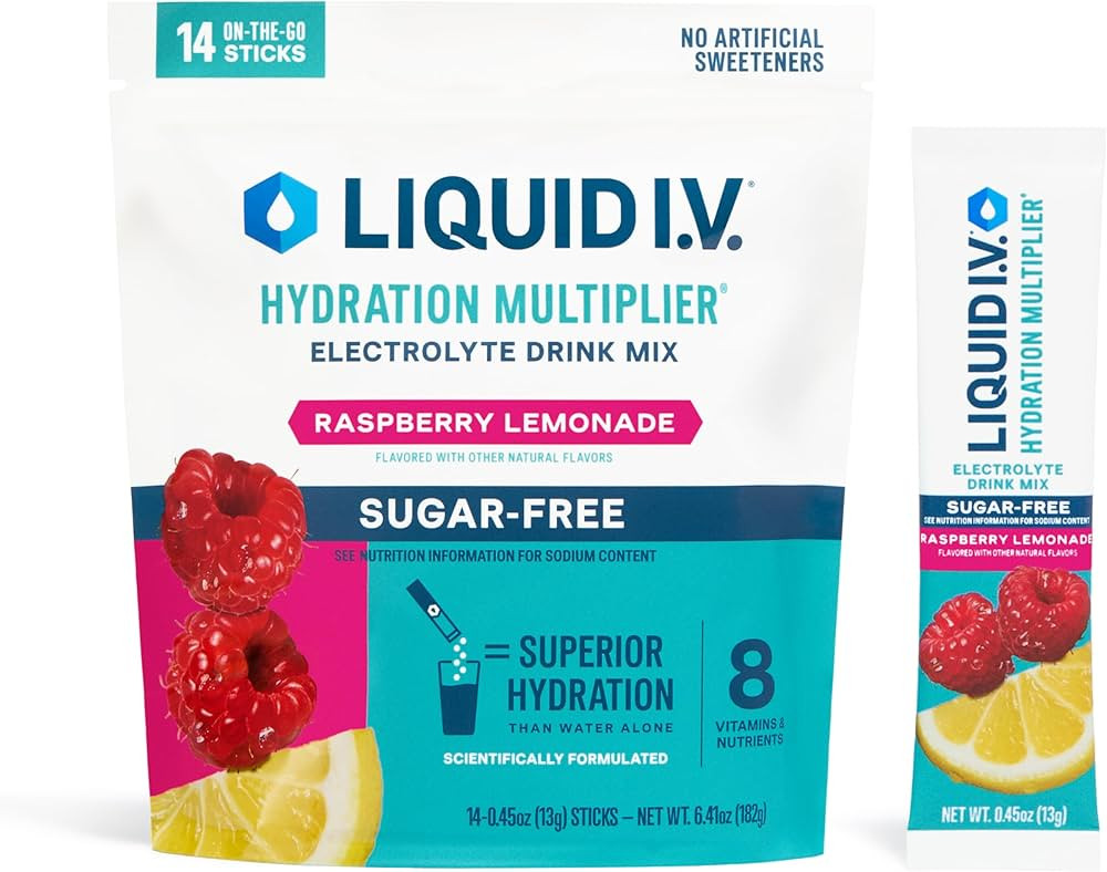 Liquid I.V.® Hydration Multiplier Sugar-Free - Raspberry Lemonade | Electrolyte Powder Drink Mix... | Amazon (US)