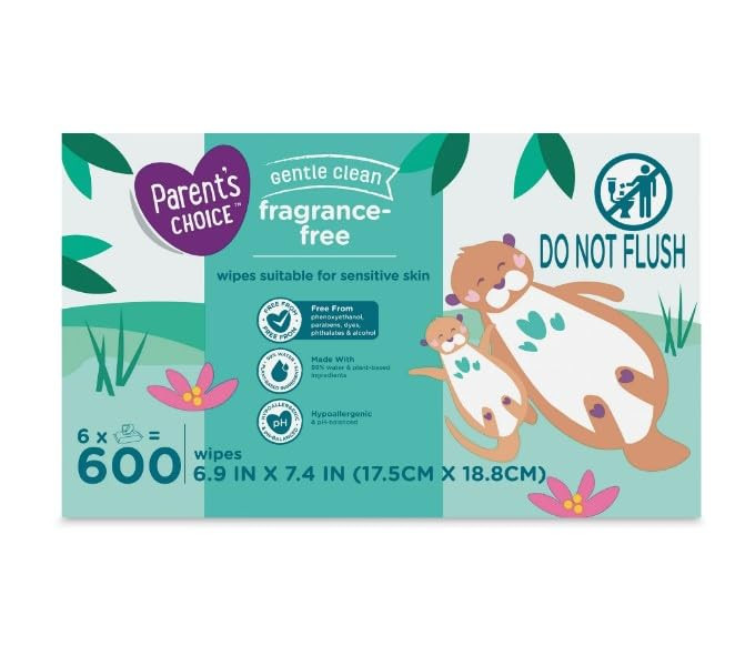 Parent's Choice Fragrance Free Baby Wipes, 600 ~ White ~ 1 Pack | Amazon (US)