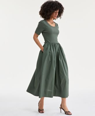 On 34th Women's Mixed-Media Short-Sleeve Midi Dress, Exclusively at Macy's - Macy's | Macy's