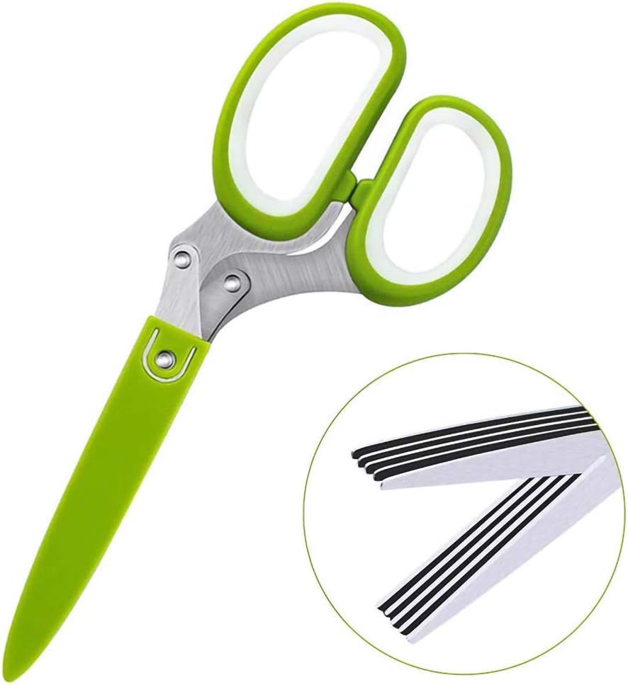 Herb Scissors Set With 5 Blades And Cover Shredding scissors Paper Food Salad Herb Multipurpose K... | Amazon (US)