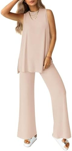PRETTYGARDEN Women's 2 Piece Lounge Set 2026 Summer Casual Tank Top Wide Leg Pants Matching Trave... | Amazon (US)