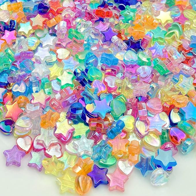 450 Pcs Acrylic Beads - Mixed Colors AB Crystal Star Heart Beads for Jewelry Making DIY Bracelet ... | Amazon (US)