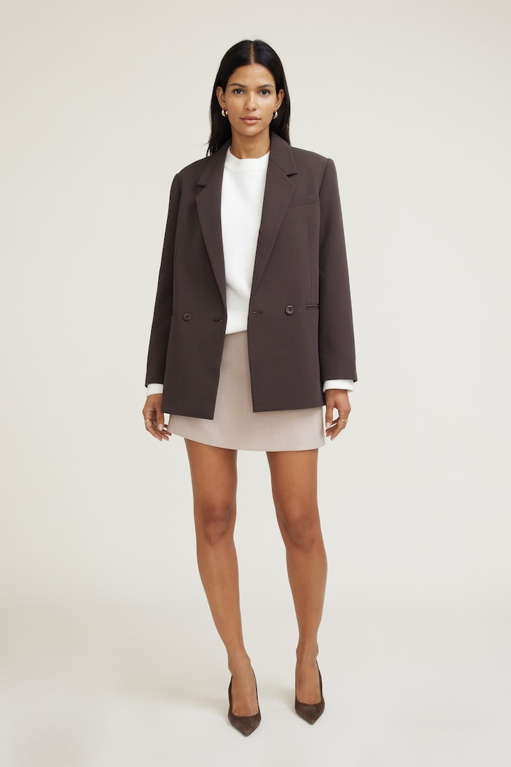 Noa Oversized Blazer - Dynamite - Brown - Women Clothing | Dynamite Clothing