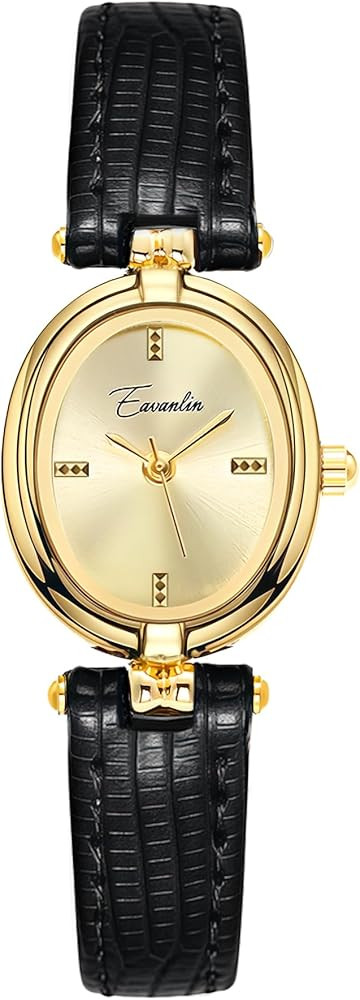 Womens Fashion Small Gold Oval Quartz Watches Vintage Leather Band Waterproof Luxury Casual Ladie... | Amazon (US)