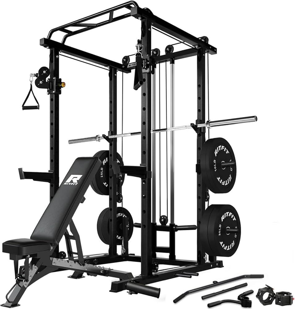 RitFit Multi-Function Squat Rack Power Cage PPC03 with Cable Crossover System, 1000LBS Capacity P... | Amazon (US)