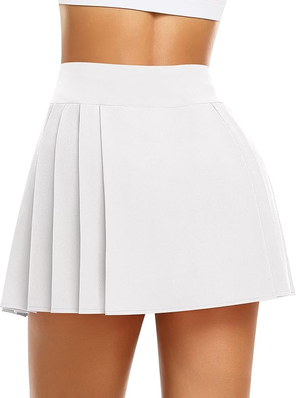 Pleated Tennis Skort Skirt for Women with Shorts High Waisted Pleated Golf Skirt Running Workout ... | Amazon (US)