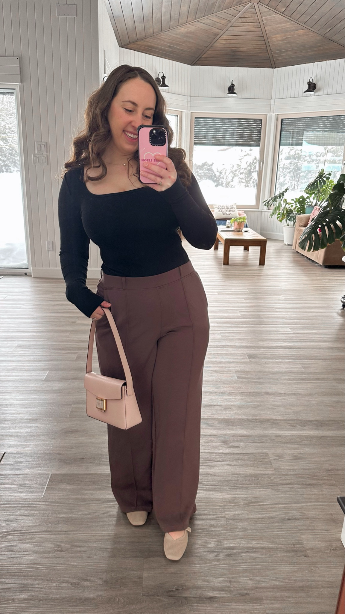 My favourite work pants lately have all been from OGL - they are just SO comfy! This pair is a thick stretch material that has a matte finish which I think makes them look really nice on. I personally wear a size Large petite in these and I recommend sizing up if you are between sizes for a smoother look! 

#LTKWorkwear #LTKootd #LTKPetite