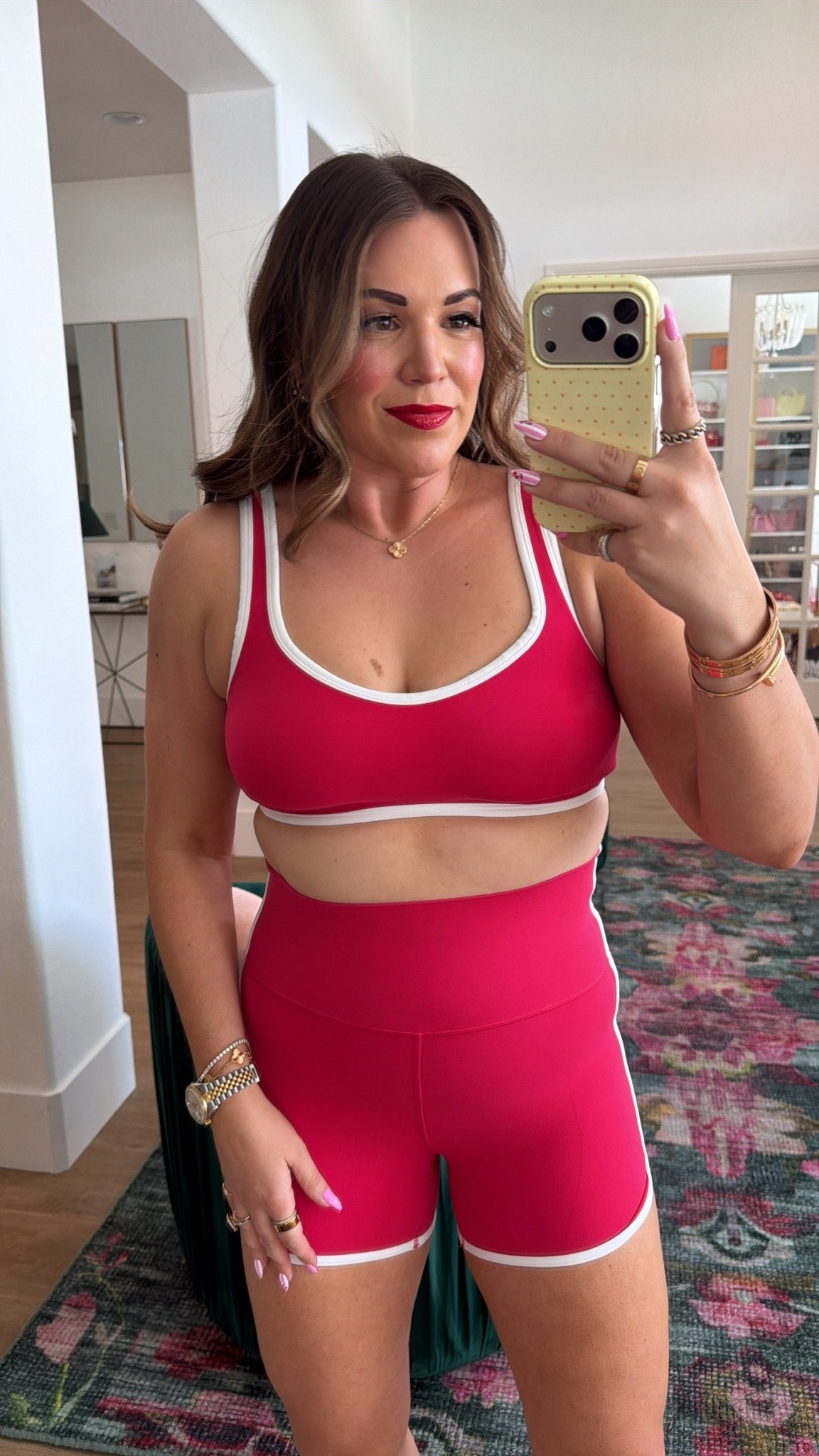 curvy midsize red with white piping workout look! wearing size large in sports bra and size medium in shorts ❤️

#LTKSeasonal #LTKMidsize