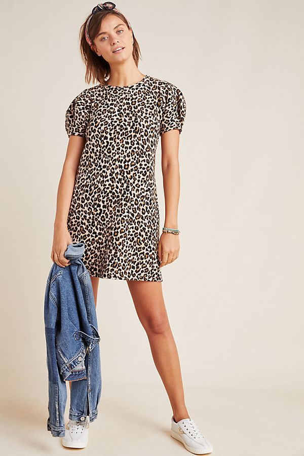 Jolene Leopard Puff-Sleeved Mini Dress | Anthropologie (US)