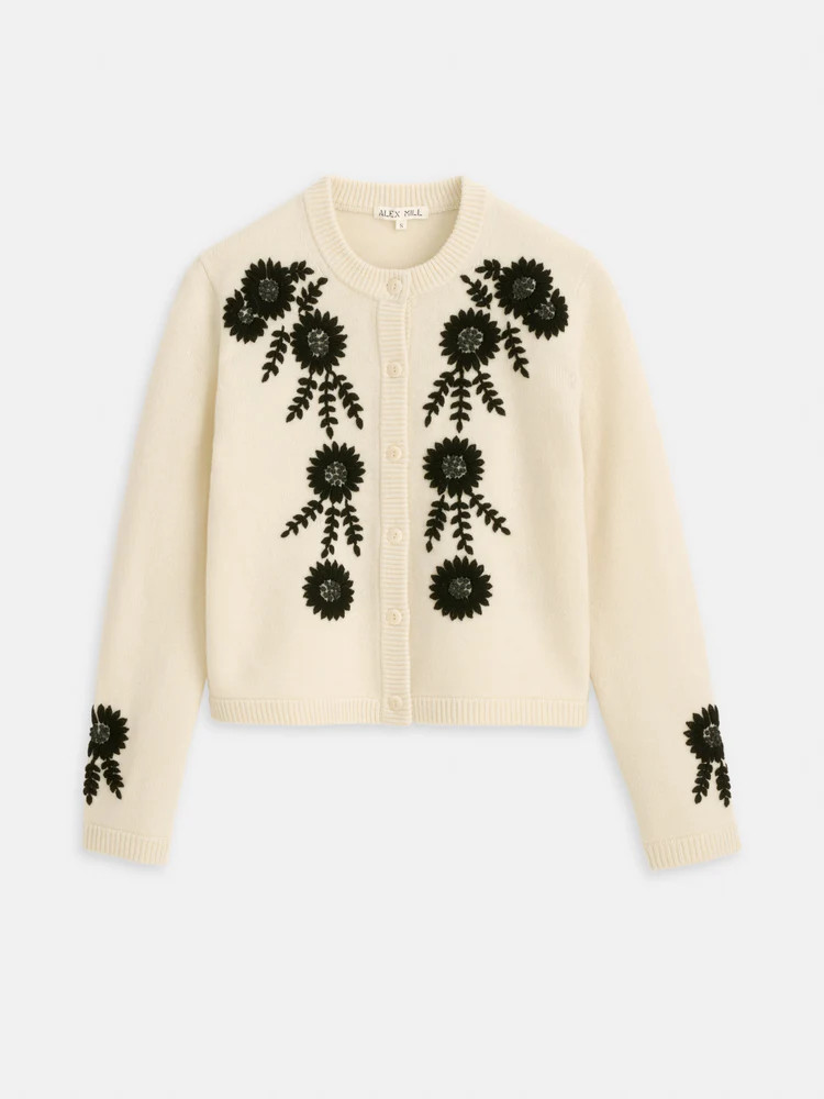 Becca Embroidered Cardigan in Wool | Alex Mill