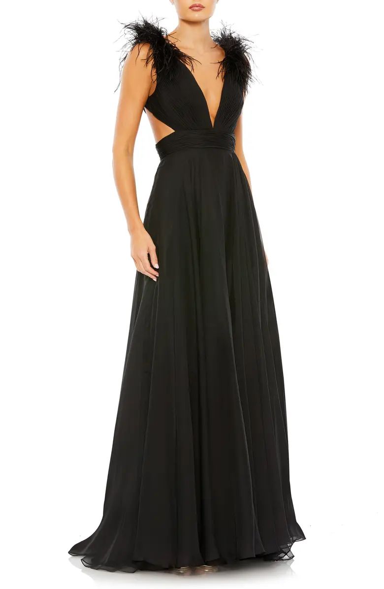 Plunge Neck A-Line Gown | Nordstrom