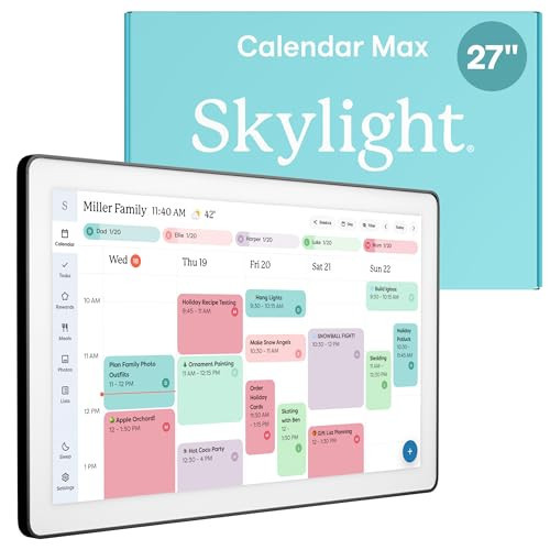 Skylight Calendar Max: 27-Inch Smart Digital Calendar & Chore Chart, Family Organizer with Interactive Touchscreen Display – Wall Mountable in Portrait or Landscape, Classic Black Frame | Amazon (US)