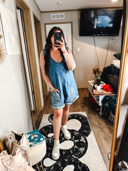 This free people lookalike goes up to XL and runs oversized! Currently my favorite for the summertime 

Sizing details: 
•romper is in XL (could easily wear a M) 
•Lace top is L 

Free people style 
Look for less 
Style for less 
Summer outfit 
Shortalls 
Denim 

#LTKFindsUnder50 #LTKMidsize #LTKSeasonal