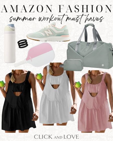 Summer workout essentials from Amazon 🖤 this workout dress is perfect for all the  summer fun. Has built in bra and shorts and has a few colors to choose from! 

Summer workout, summer essentials, gym bag, weekender bag, pickle ball, new balance, sneakers, tennis shoes, shoe crush, owala, water bottle, athletic dress, athletic wear, workout clothes, gym outfit, ootd, Womens fashion, fashion, fashion finds, outfit, outfit inspiration, clothing, budget friendly fashion, summer fashion, wardrobe, fashion accessories, Amazon, Amazon fashion, Amazon must haves, Amazon finds, amazon favorites, Amazon essentials #amazon #amazonfashion

#LTKmidsize #LTKSeasonal #LTKActive